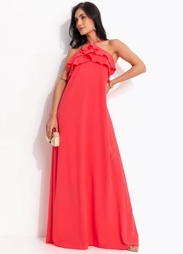 Quintess - Vestido Rosa em Crepe Plano 8