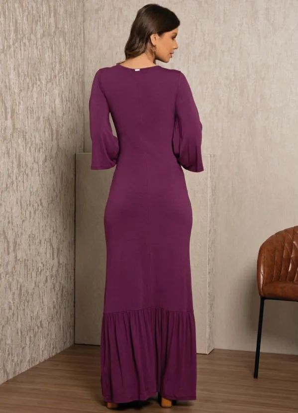 Quintess - Vestido Roxo com Torção no Decote 2