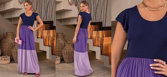Vestido Roxo em Malha de Viscose