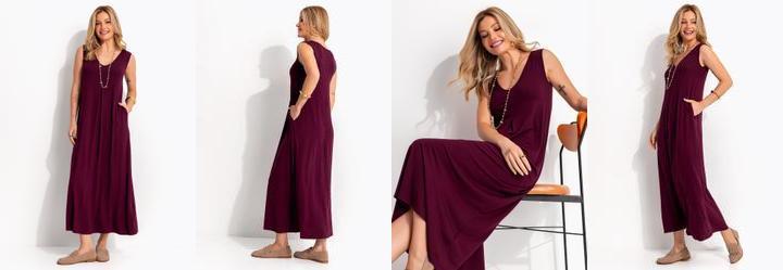 Vestido Roxo em Malha de Viscose