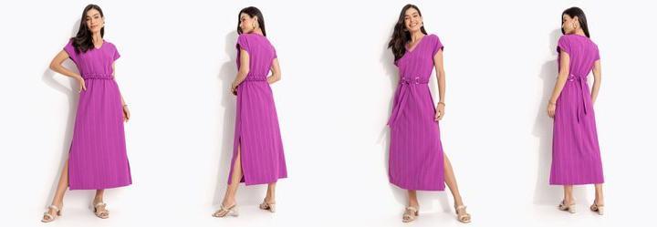 Vestido Roxo em Malha Texturizada