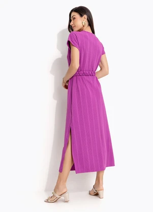 Quintess - Vestido Roxo em Malha Texturizada - QUINTESS
