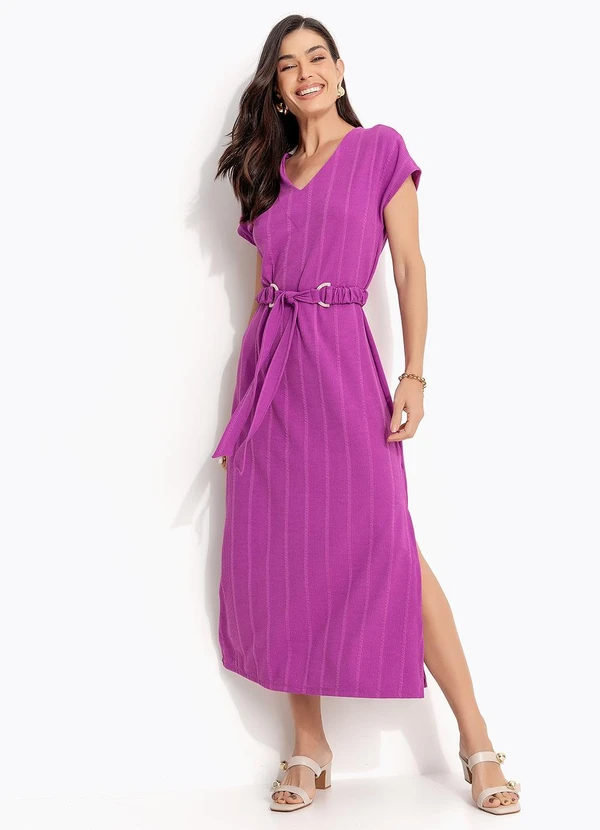 Quintess - Vestido Roxo em Malha Texturizada 3