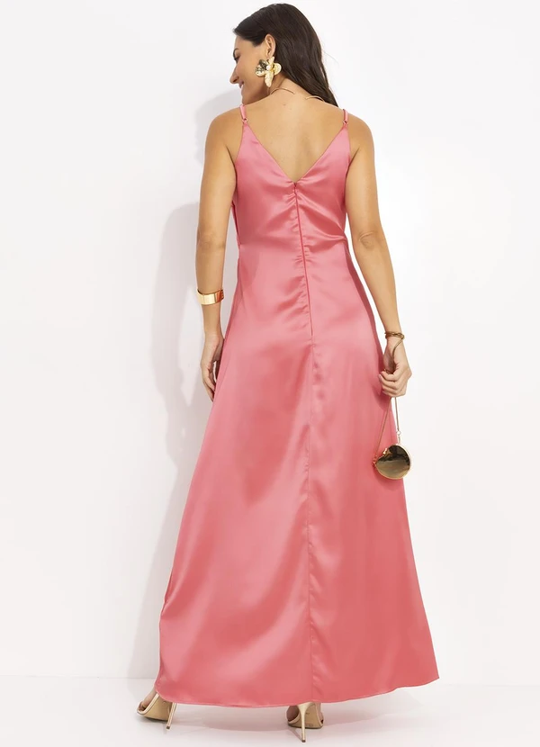 Quintess - Vestido Salmão em Cetim 2