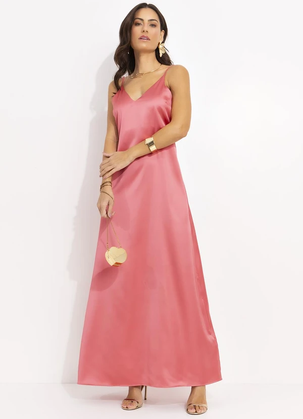 Quintess - Vestido Salmão em Cetim 3