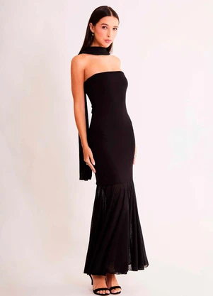 Sofie - Vestido sem Alça After Dusk em Malha Bodycon e Tul - SOFIE