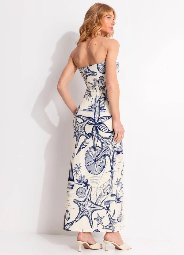 Farm - Vestido sem Alça Mar de Ondas Bege 2