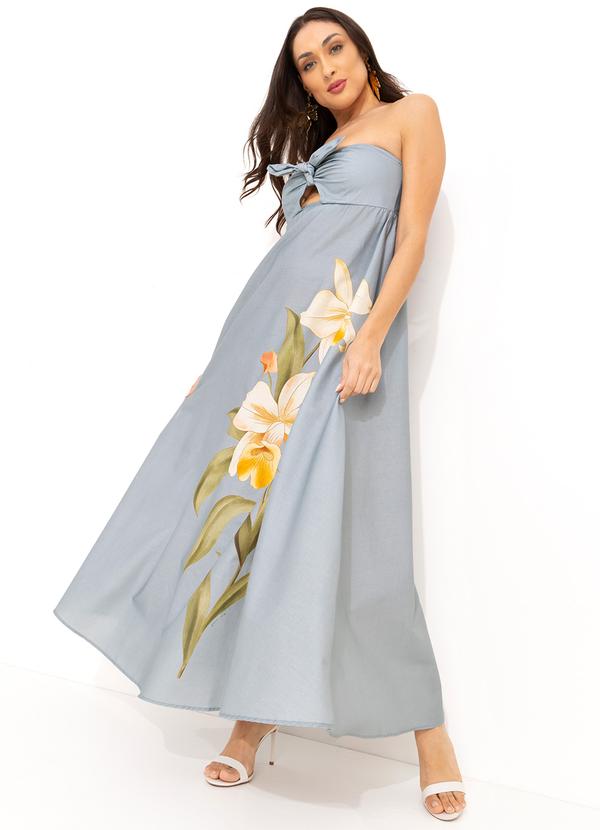 Farm - Vestido sem Alca Orquidea Azul