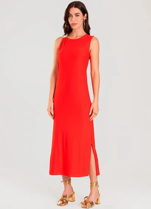 Dianna - Vestido Super Midi com Aviamento Laranja - DIANNA