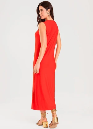 Dianna - Vestido Super Midi com Aviamento Laranja - DIANNA