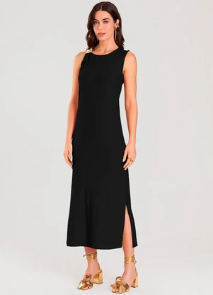 Dianna - Vestido Super Midi com Aviamento Preto - DIANNA