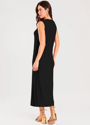 Dianna - Vestido Super Midi com Aviamento Preto - DIANNA