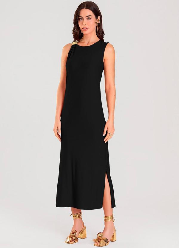 Dianna - Vestido Super Midi com Aviamento Preto