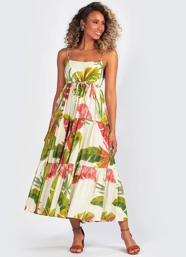 Farm - Vestido Tecido Floresta de Cor Branco