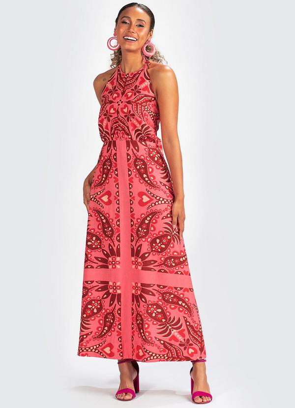 Farm - Vestido Tecido Lenço Andorinha Rosa