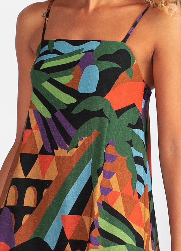 Farm - Vestido Tecido Rio Grafico Preto 3