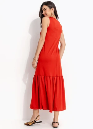 Quintess - Vestido Vermelho em Malha Crepe - QUINTESS