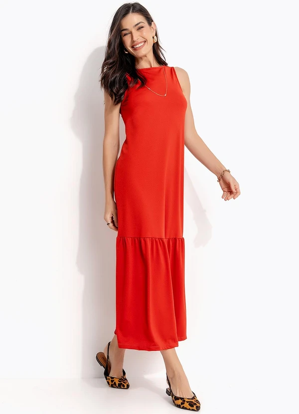 Quintess - Vestido Vermelho em Malha Crepe