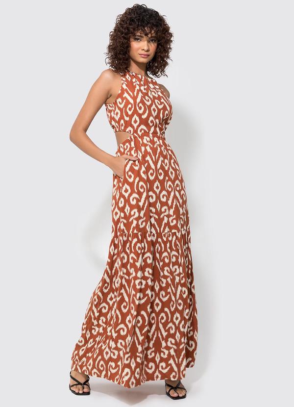 Enfim - Vestido Terracota Animal Print Cut Out