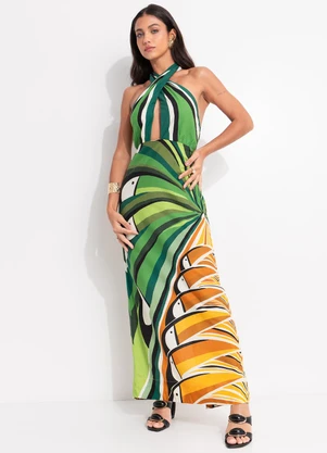 Farm - Vestido Transpassado Árvore  Tucano Verde - FARM