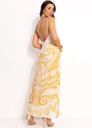 Farm - Vestido Transpassado em Viscose Amarelo - FARM