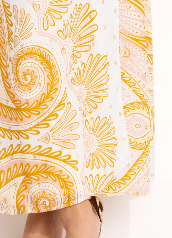 Farm - Vestido Transpassado em Viscose Amarelo 8