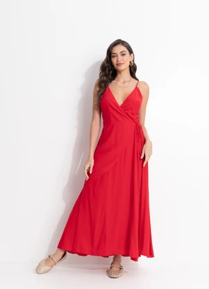 Farm - Vestido Transpasse Longo Vermelho - FARM