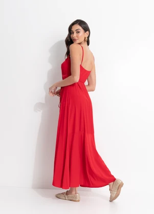 Farm - Vestido Transpasse Longo Vermelho - FARM