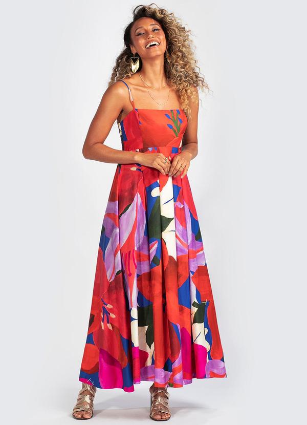 Farm - Vestido Tricoline Aquarela Floral Estampado