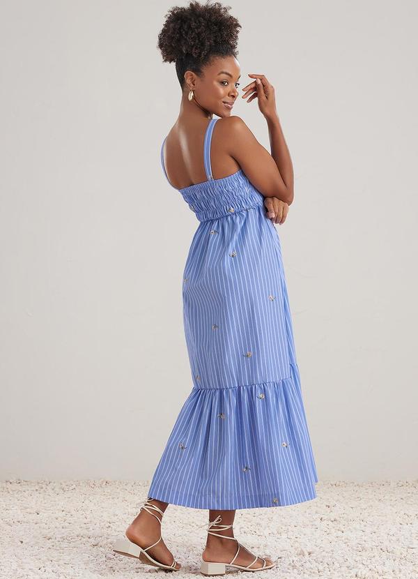 Angel - Vestido Tricoline Bordado Azul 2