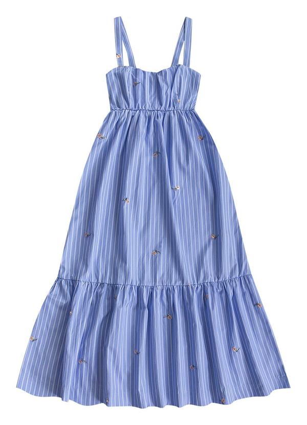 Angel - Vestido Tricoline Bordado Azul 3