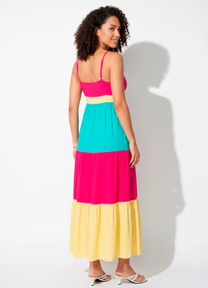 Quintess - Vestido Tricolor em Viscose Plana - QUINTESS