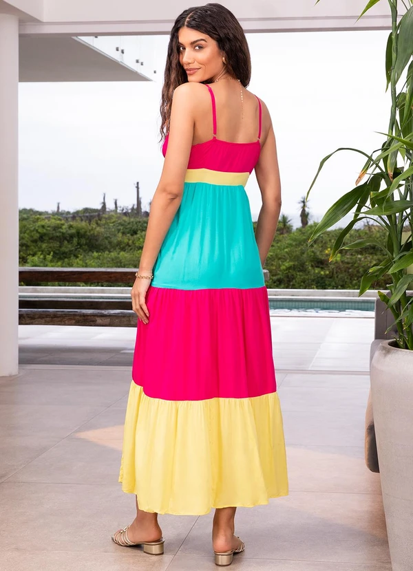 Quintess - Vestido Tricolor em Viscose Plana 4