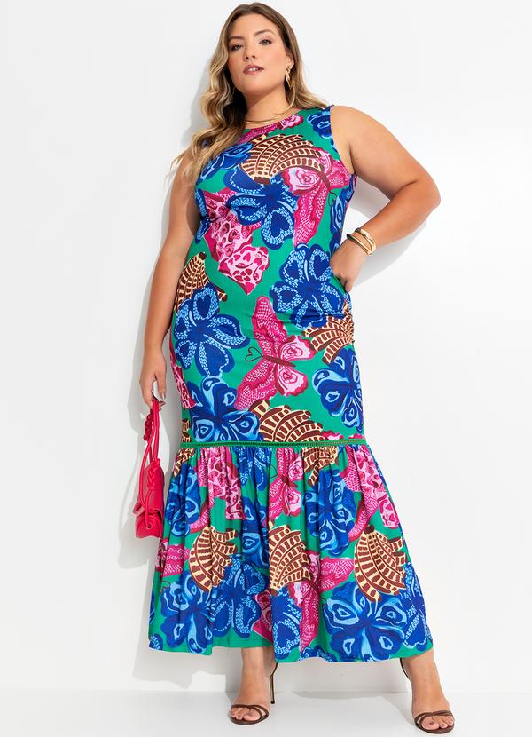 Quintess - Vestido Tropical Borboleta em Malha Fria
