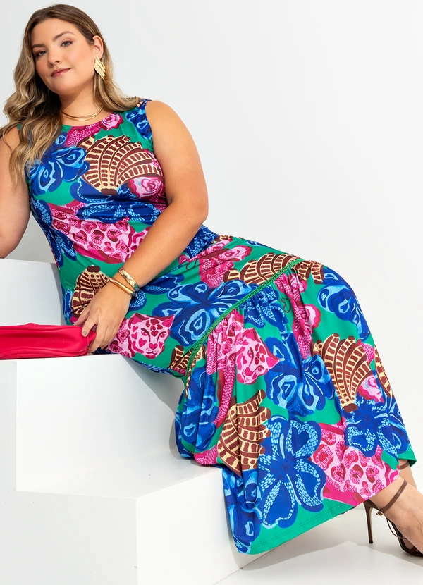 Quintess - Vestido Tropical Borboleta em Malha Fria