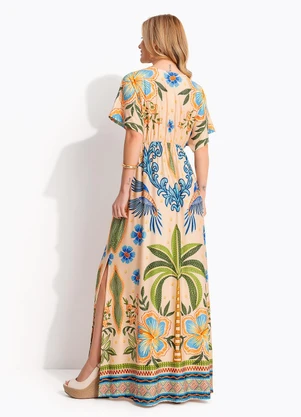 Quintess - Vestido Tropical Bordado em Malha Fria - QUINTESS