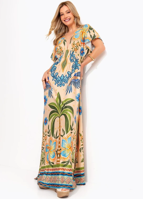 Quintess - Vestido Tropical Bordado em Malha Fria 2