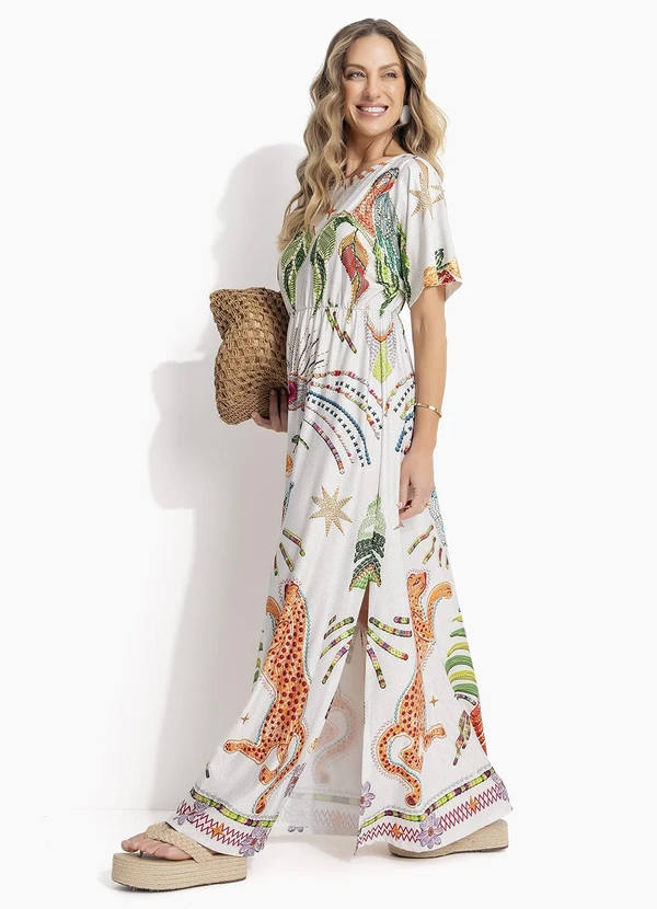 Quintess - Vestido Tropical Colorido em Malha Fria 5