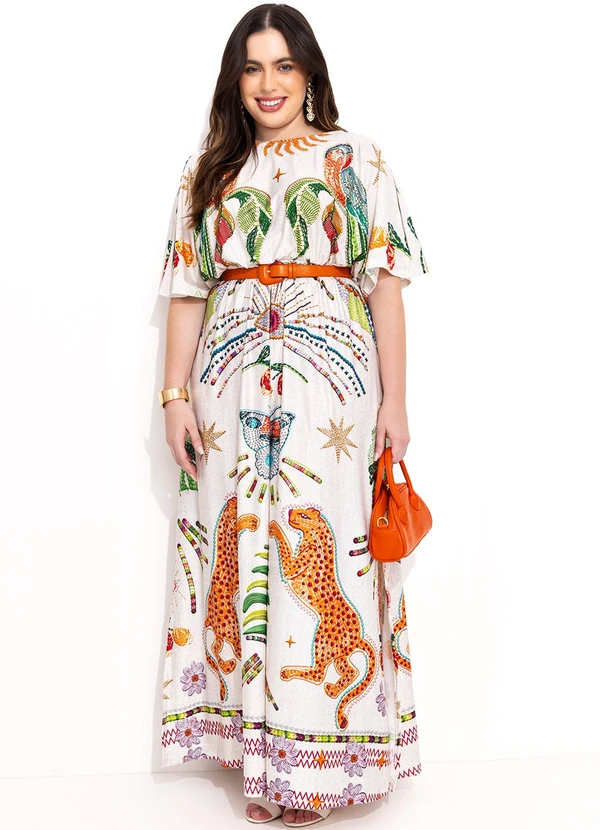 Quintess - Vestido Tropical Colorido em Malha Fria 7