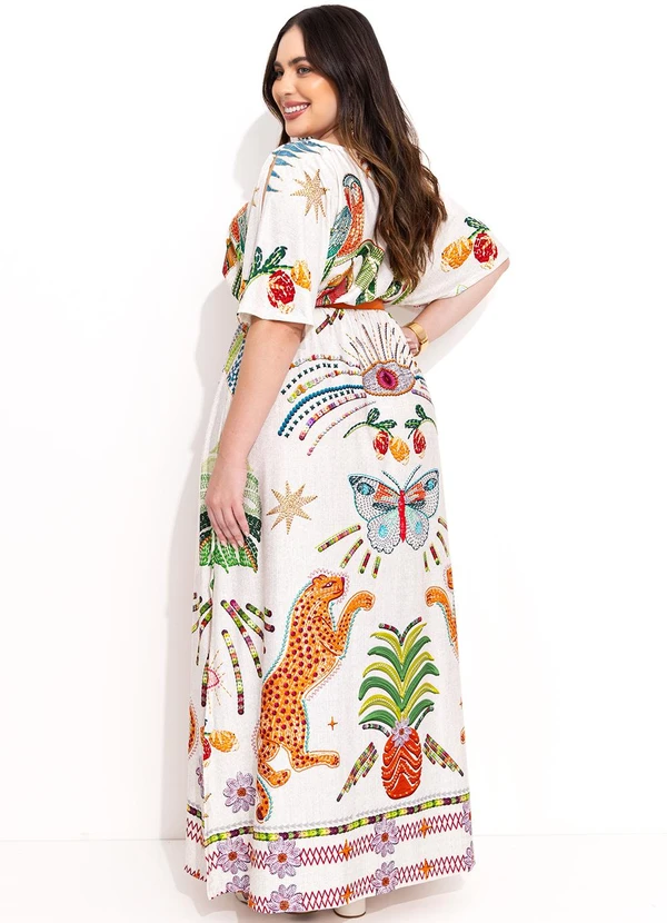 Quintess - Vestido Tropical Colorido em Malha Fria 8