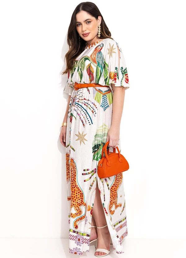 Quintess - Vestido Tropical Colorido em Malha Fria 10