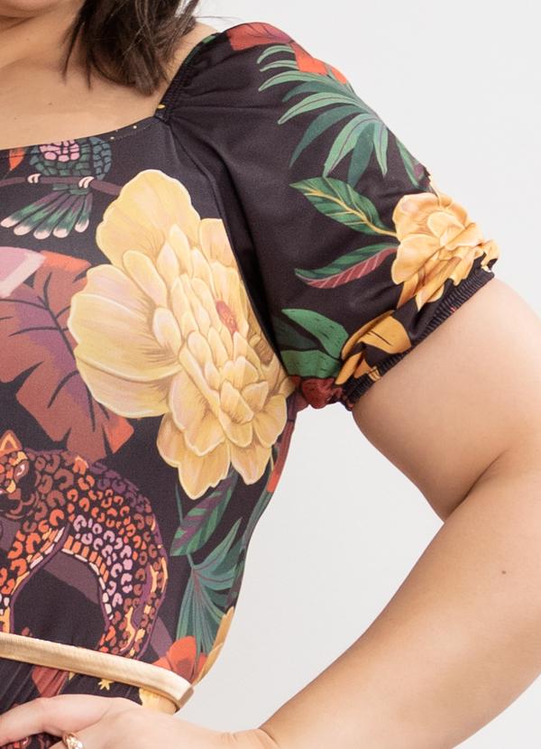 Quintess - Vestido Tropical Dark em Malha Fria com Fenda 6