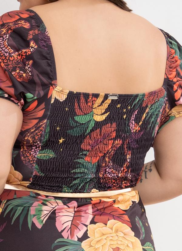 Quintess - Vestido Tropical Dark em Malha Fria com Fenda 7