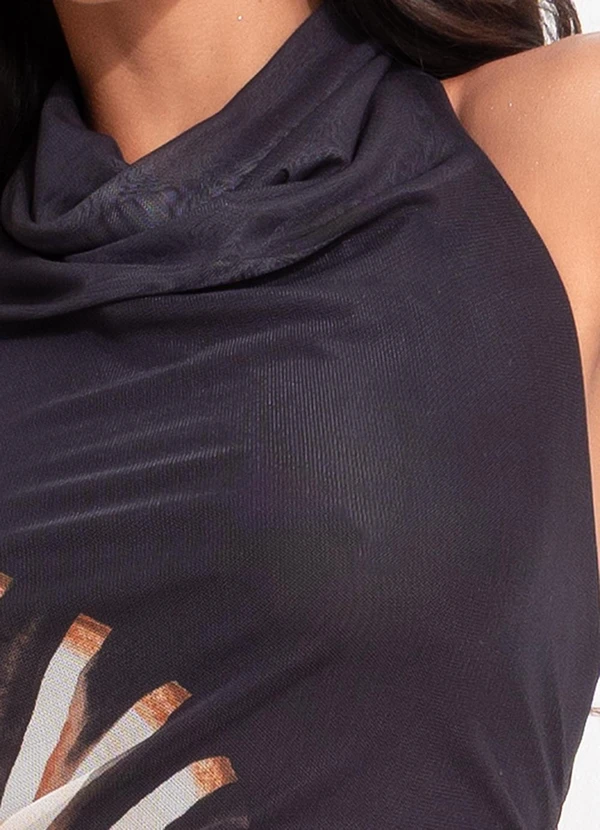 Farm - Vestido Tule Amonita Preto 6