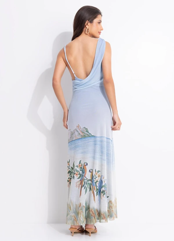 Farm - Vestido Tule Degage Rio Antigo Azul 2