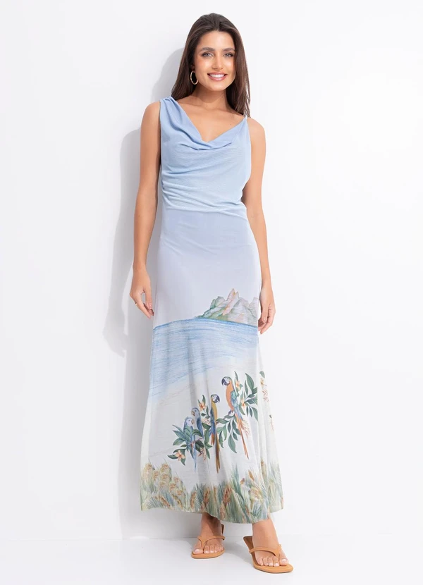 Farm - Vestido Tule Degage Rio Antigo Azul 3