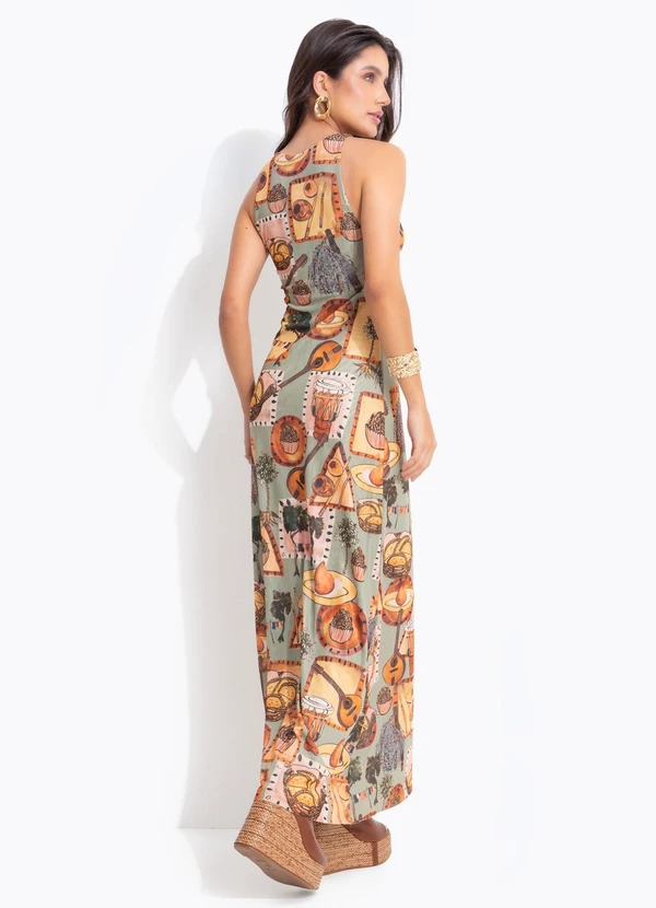 Farm - Vestido Tule Reto Boemia Azul 2