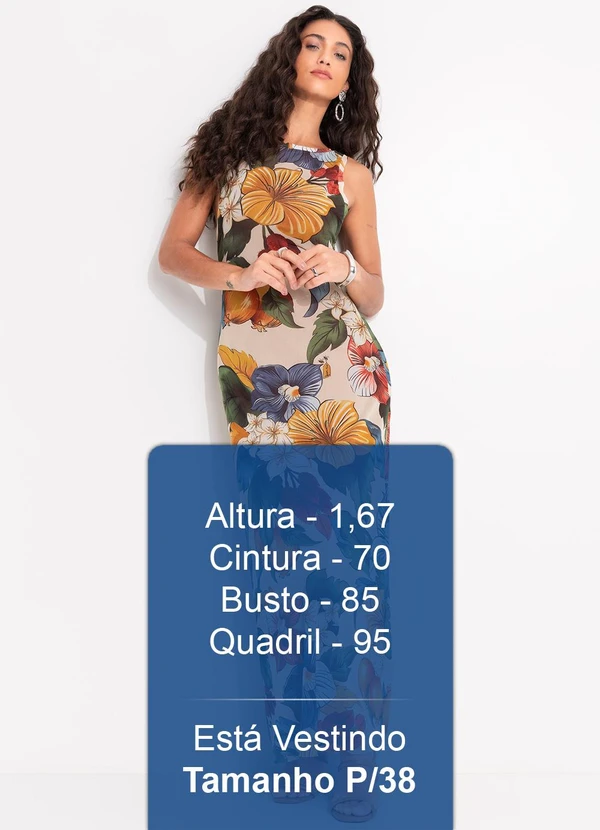 Farm - Vestido Tule Reto Tropicalzinho Bege 5