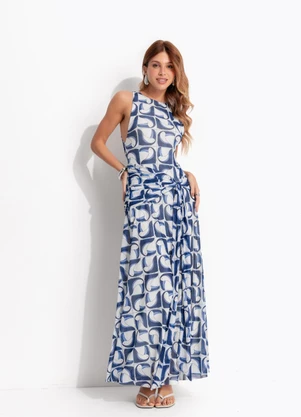 Farm - Vestido Tule Tuca Tropical Off White - FARM