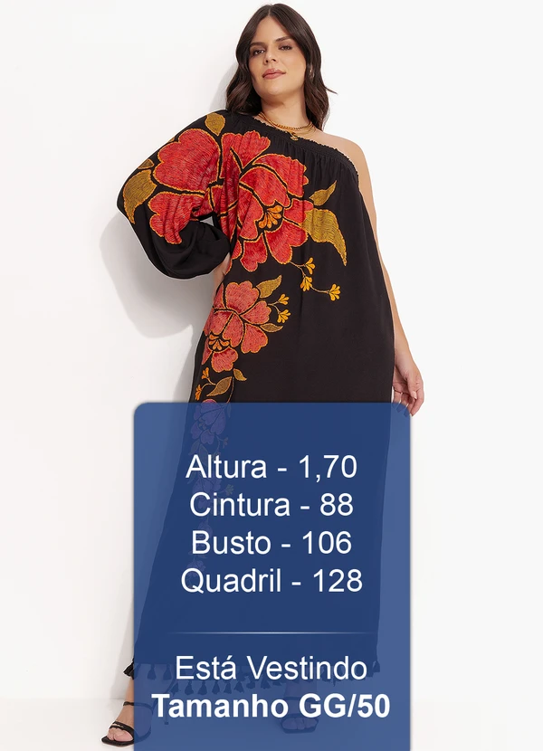 Farm - Vestido um Ombro Só Madalena Preto